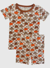 Bamboo Pumpkin Checkerboard 2 Piece Set Short Sleeves