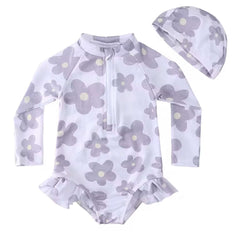 Floral swimsuit Gray