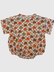 Bamboo Pumpkin Checkerboard Bubble Romper
