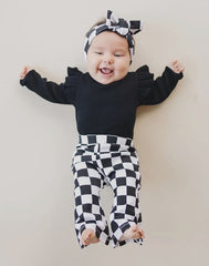 Black Checkered Flare Leggings