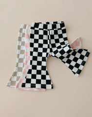 Black Checkered Flare Leggings