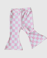 Pink Checkered Flare Leggings