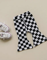 Black Checkered Flare Leggings