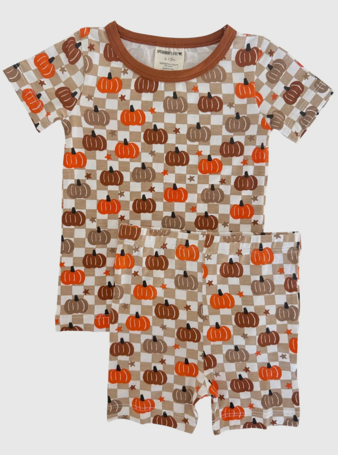 Bamboo Pumpkin Checkerboard 2 Piece Set Short Sleeves