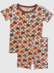Bamboo Pumpkin Checkerboard 2 Piece Set Short Sleeves