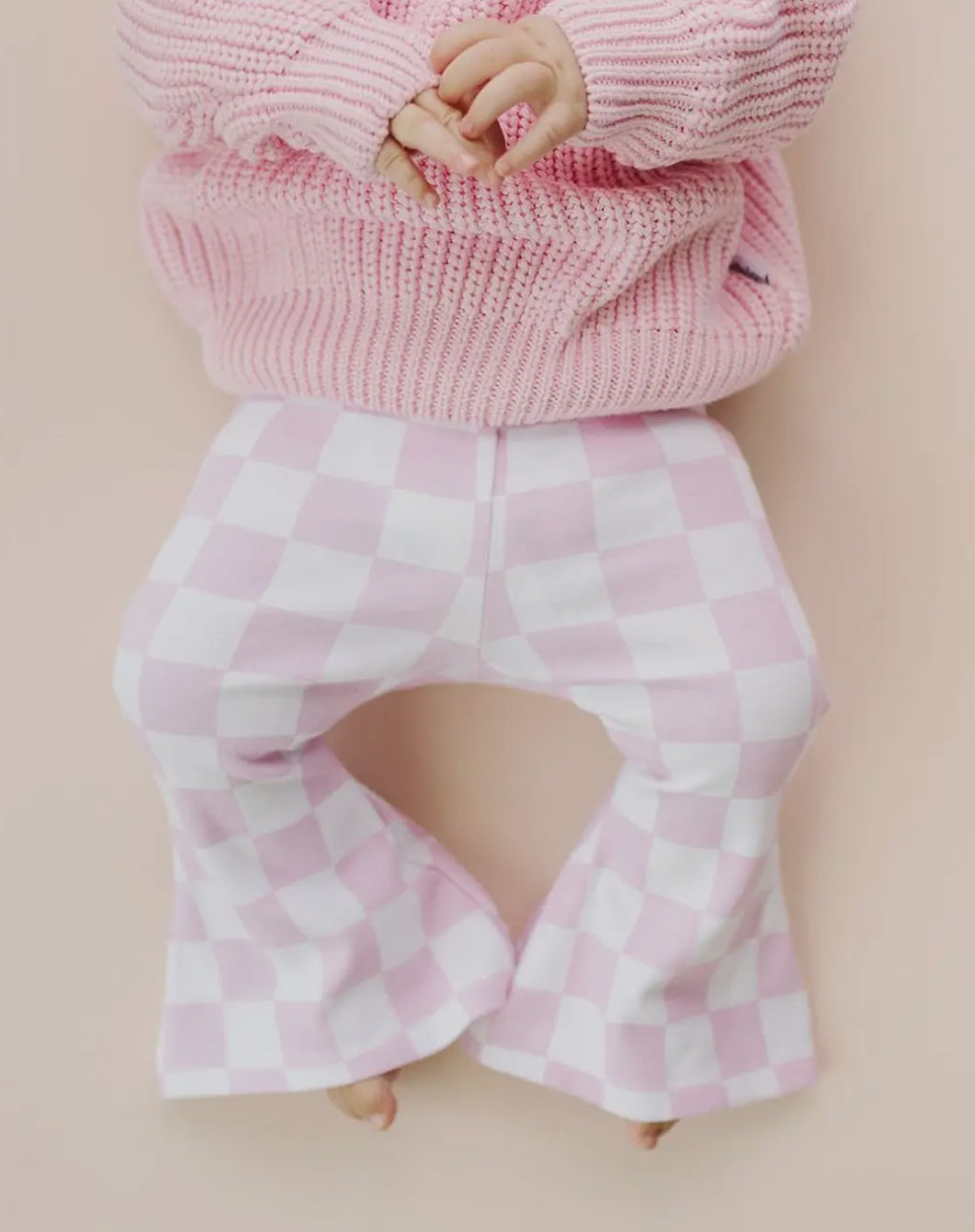 Pink Checkered Flare Leggings