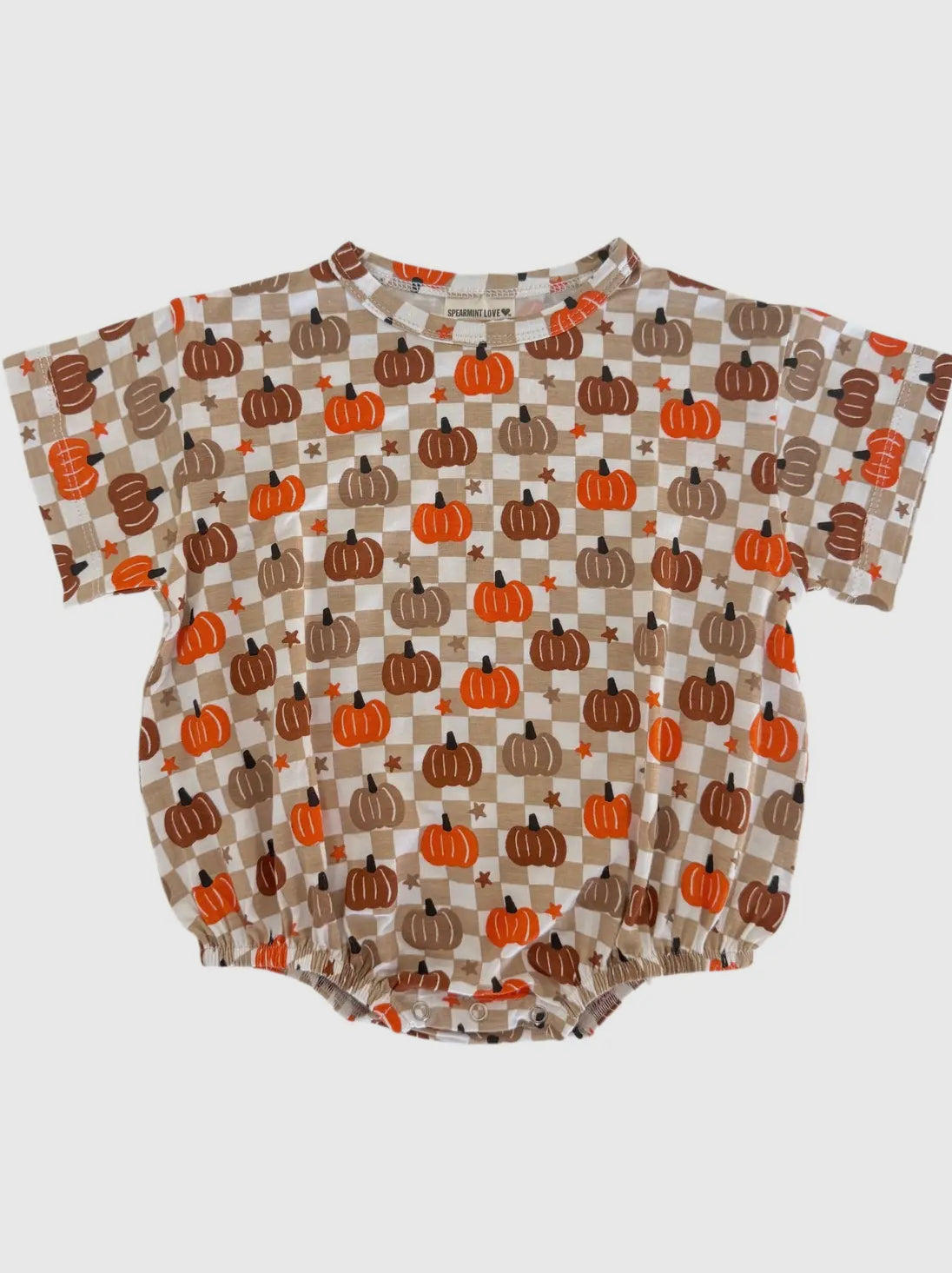 Bamboo Pumpkin Checkerboard Bubble Romper