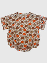 Bamboo Pumpkin Checkerboard Bubble Romper