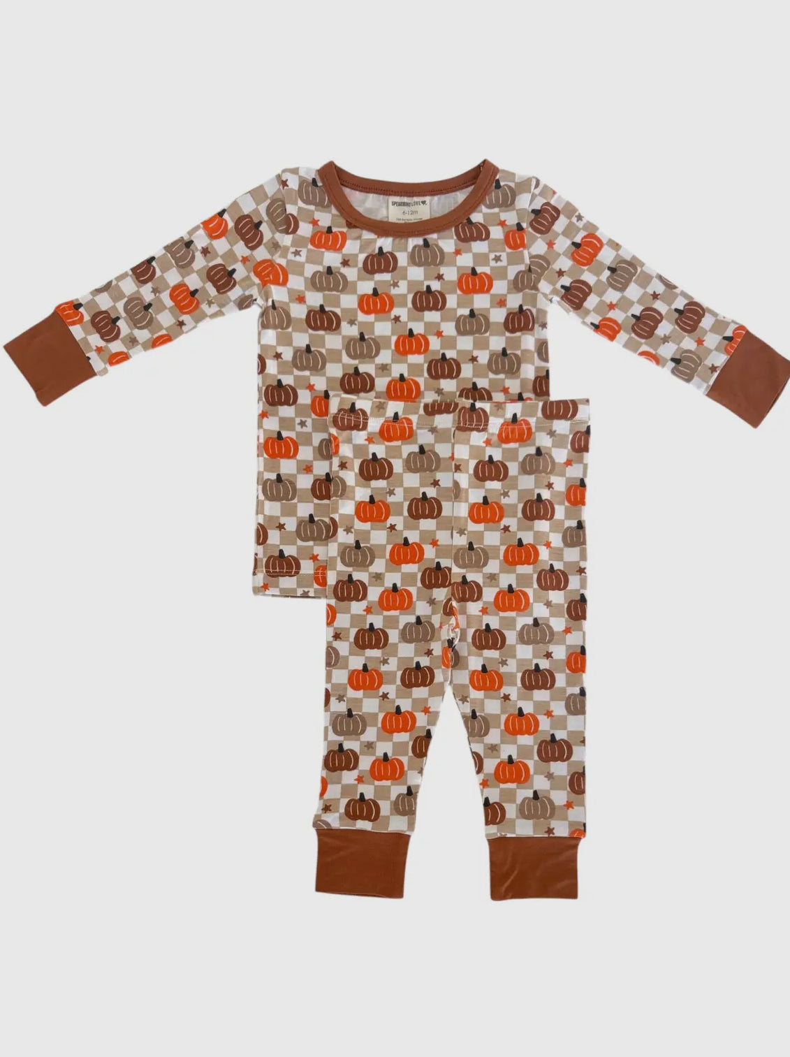 Bamboo Pumpkin Checkerboard 2 Piece Set Long Sleeves