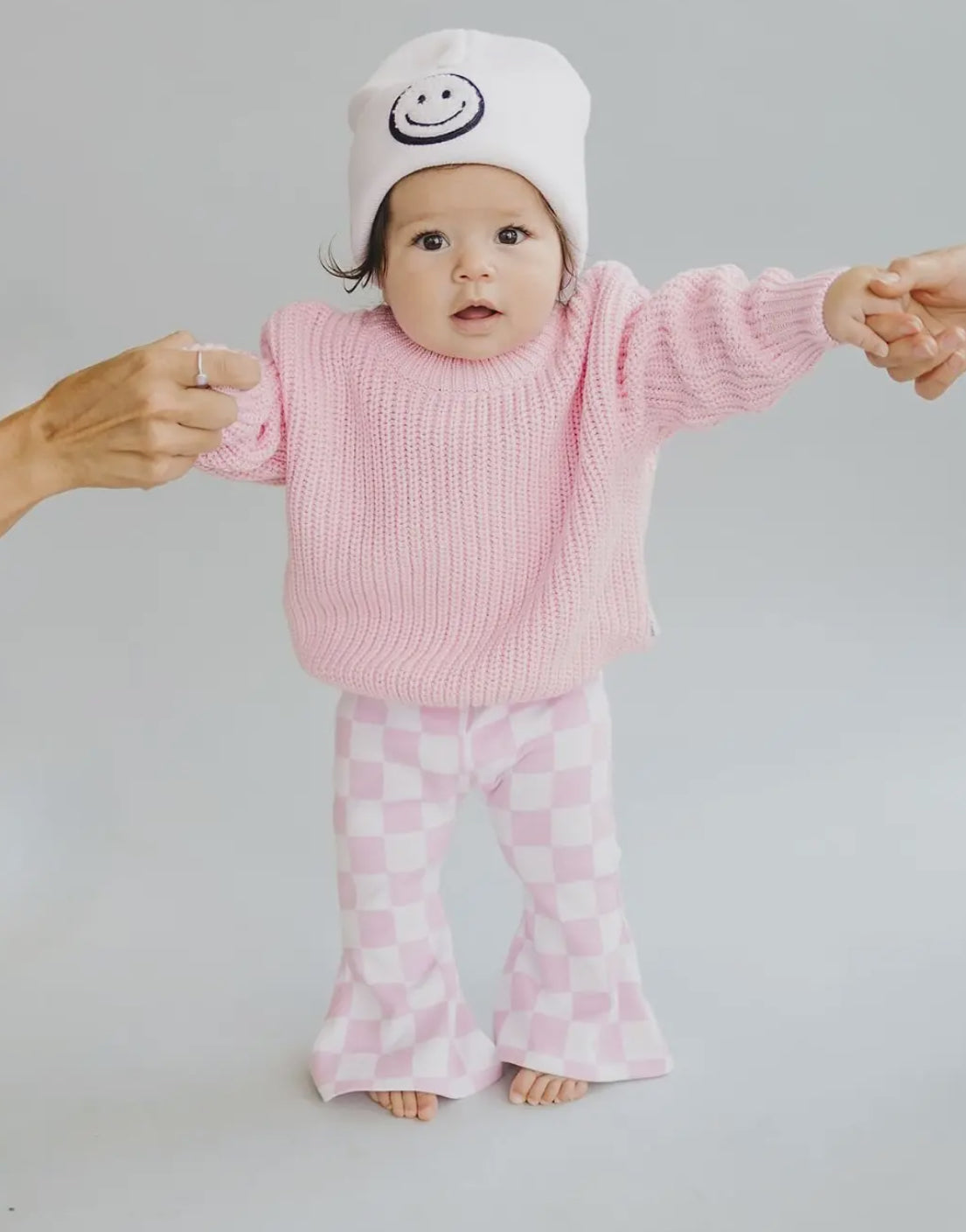 Pink Checkered Flare Leggings