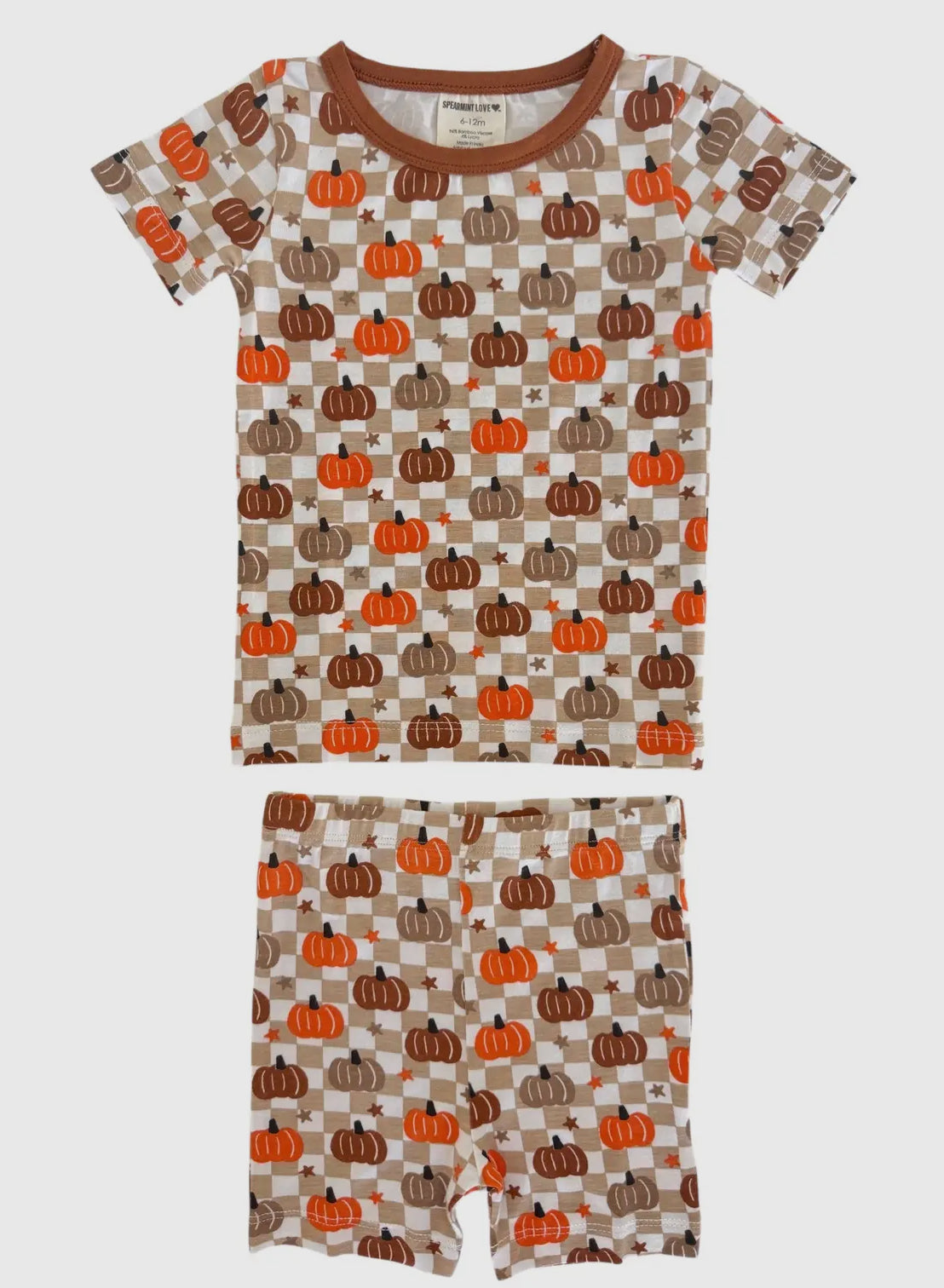 Bamboo Pumpkin Checkerboard 2 Piece Set Short Sleeves