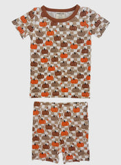 Bamboo Pumpkin Checkerboard 2 Piece Set Short Sleeves