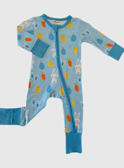 Blue Bunny and Carrots Romper